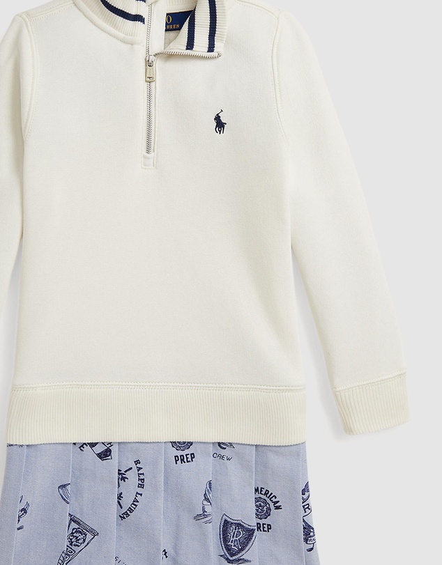 Polo Ralph Lauren - Print-Skirt Terry Quarter-Zip Dress - ICONIC EXCLUSIVE - Babies-Kids
