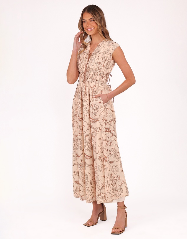 Petal & Pup - Safira Midi Dress - Brown Paisley