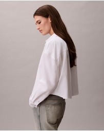 Calvin Klein - Poplin Relaxed Cropped Button-Down Shirt
