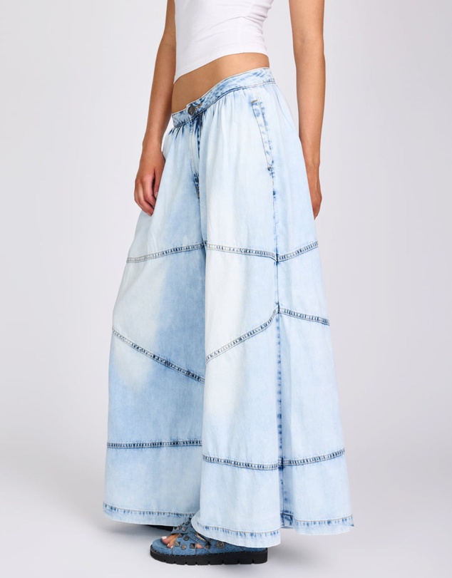 ONE TEASPOON - Daddios Low Waist Super Wide Leg Denim Jeans - Depeche Blue