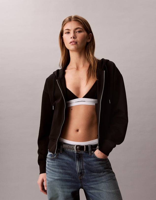 Calvin Klein Jeans - Cropped Monogram Zip-Up Hoodie