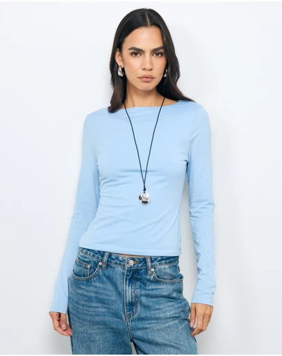 AERE - Tess Boat Neck T-Shirt