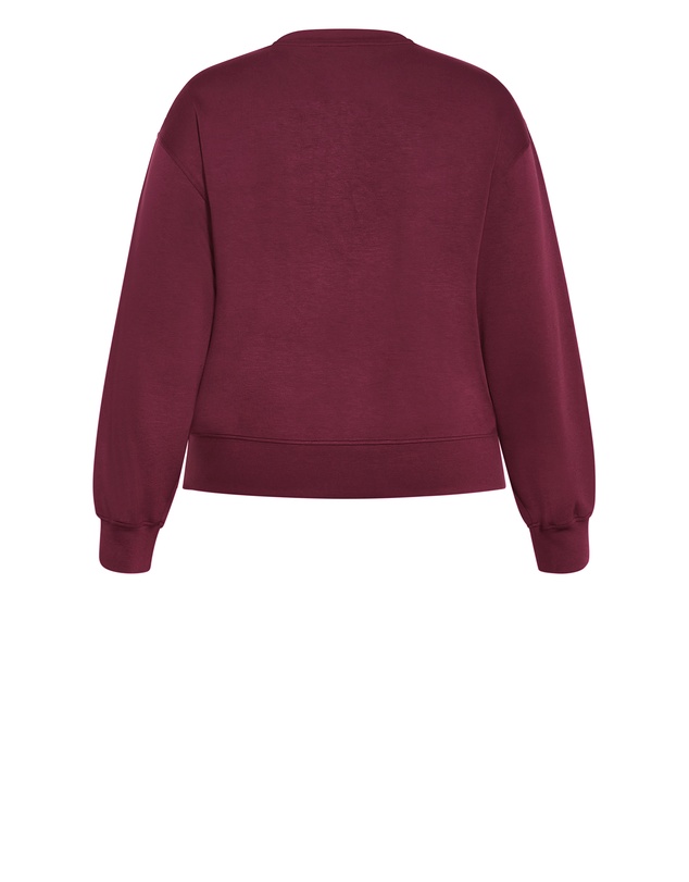 City Chic - Plus size Mae Crew Neck Sweatshirt - dark cherry