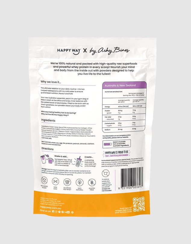 Happy Way - Ashy Bines Passionfruit Whey Protein Water Powder