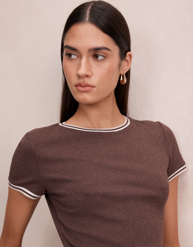 Forever New - Rosie Tipped Trim Short Sleeves T-shirt
