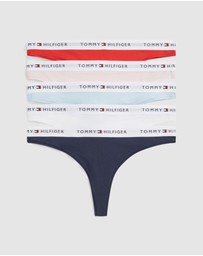 Tommy Hilfiger - 5-Pack Essential Repeat Logo Waistband Thongs