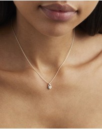 By Charlotte - Crystal Lotus Heart Padlock Necklace
