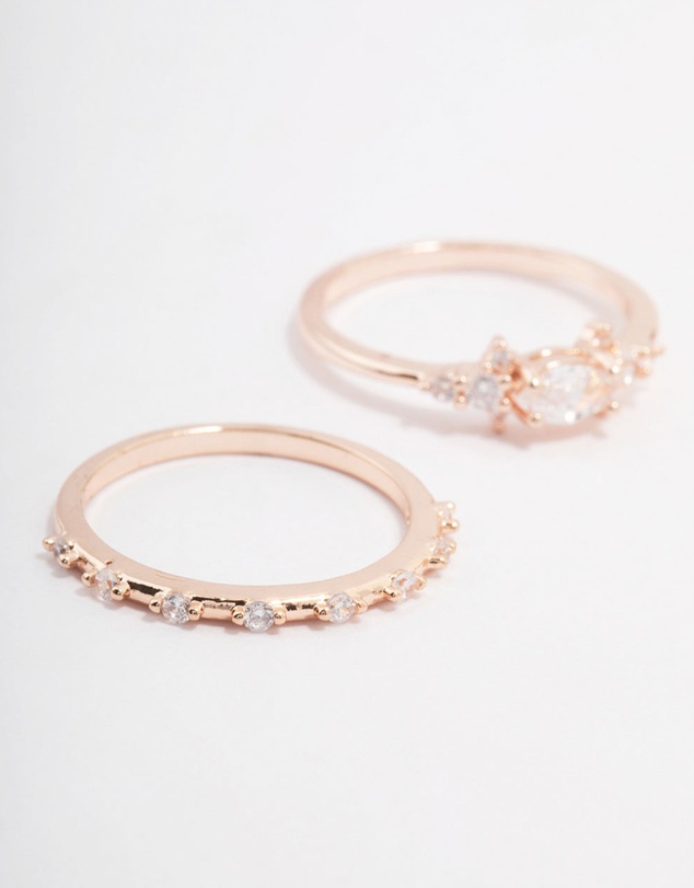 Lovisa - Rose Gold Plated Fine Marquise Stacking Ring 3-Pack