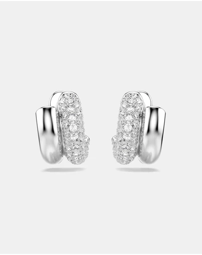 Swarovski - Dextera Hoop Earrings, Round Cut, Mini, White, Rhodium Plated