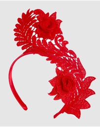 Max Alexander - Lace Crown Red Headband Fascinator