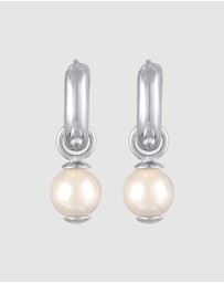 Kuzzoi - ICONIC EXCLUSIVE - Earrings Men's Creoles Pearl Pendant in 925 Sterling Silver