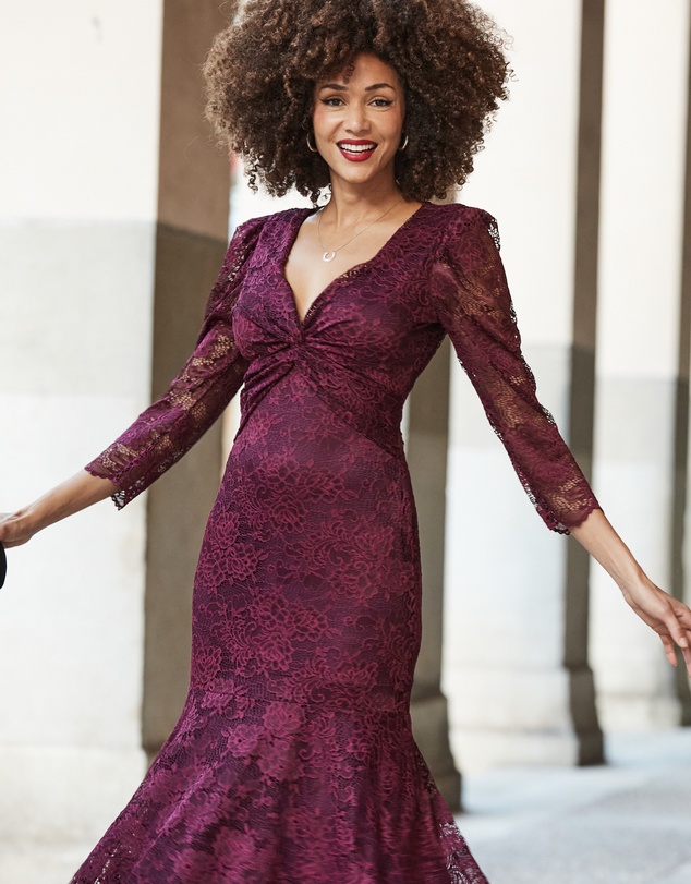 Sosandar - Lace Twist Front Midi Dress