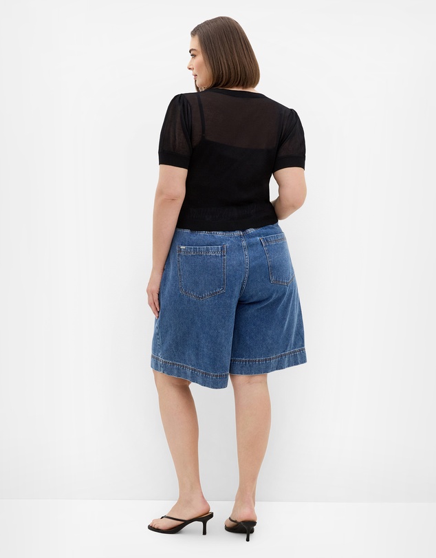 City Chic - Plus size Tara Short Sleeve Crop Cardigan - black