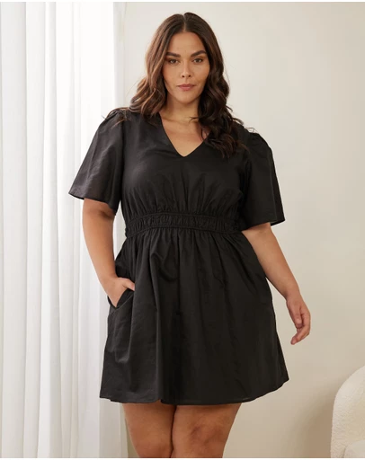 Atmos&Here Curvy - Jasmine Linen Blend Mini Dress