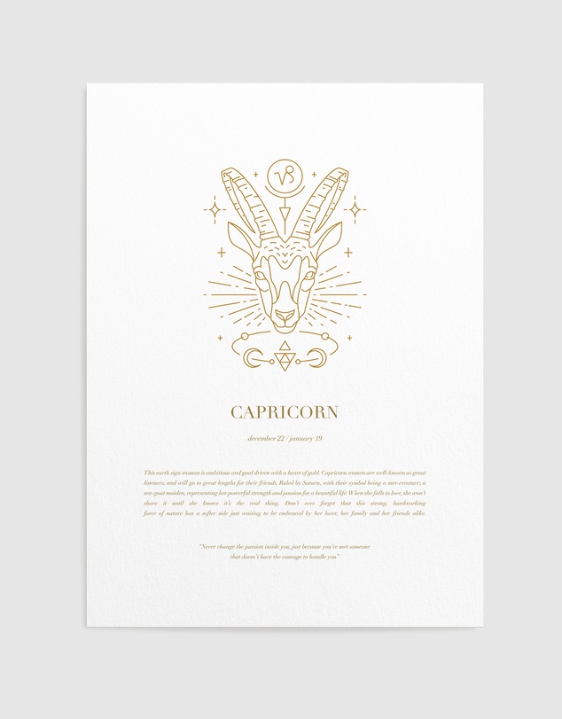 Olive et Oriel - Capricorn Celestial Zodiac Art Print A3