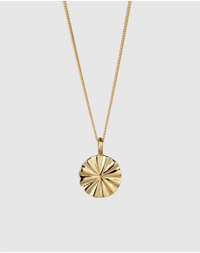 Elli Jewelry - Starburst Coin Pendant Necklace in Gold-Plated 925 Silver