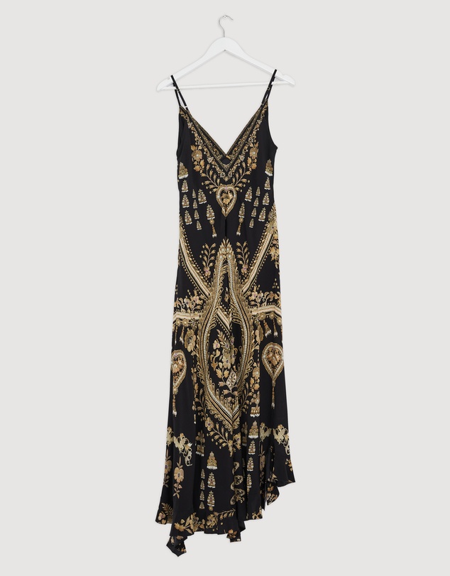 Revibe - Repaired Camilla Bias Slip Dress With Frill Hem - AU 8