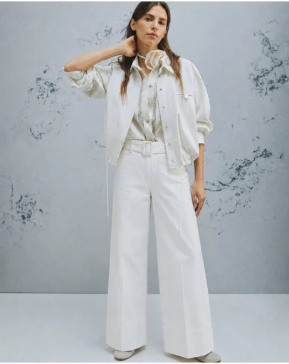 Marella - White Belted Trousers