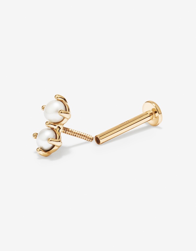 Michael Hill - Cultured Freshwater Pearl Two-Stone Helix Earring in 10kt Yellow Gold