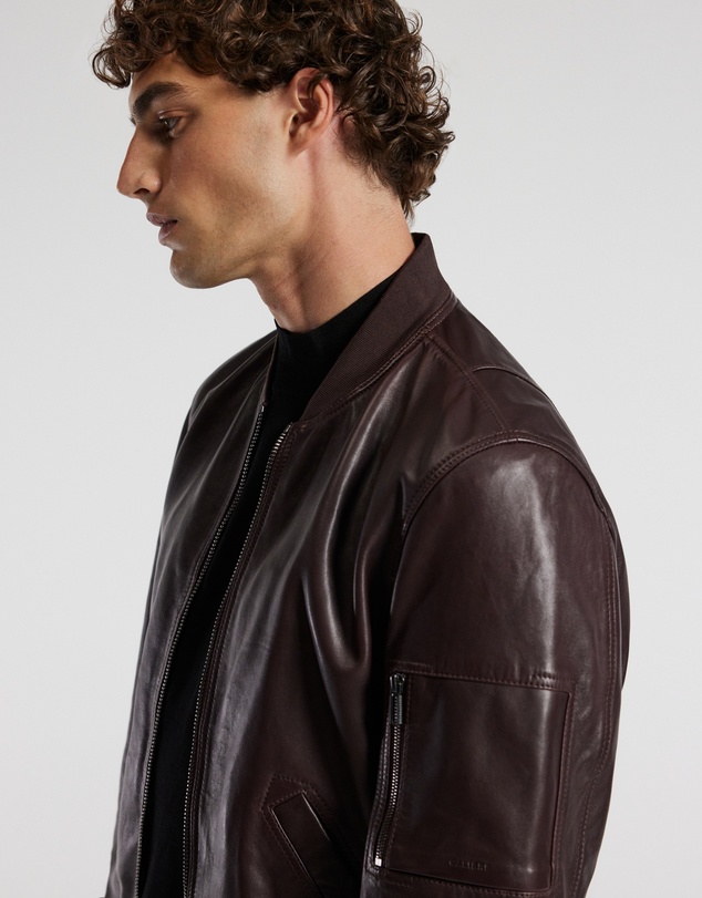 Calibre - Leather Bomber Jacket Wine
