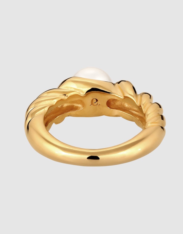 Elli Jewelry - Ring Pearl 925 Sterling Silver Gold-Plated