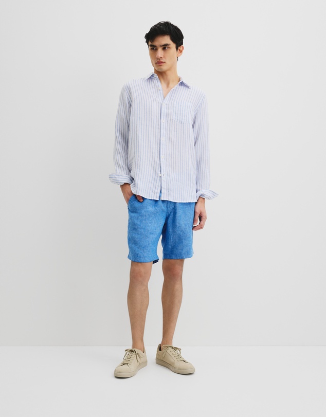 Country Road - Long Sleeve Regular Fit Organically Grown Linen Stripe Shirt