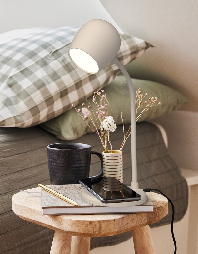 Kreafunk - Kreafunk Ellie Lamp W/ Qi Charger And Bluetooth Speaker - Ivory Sand