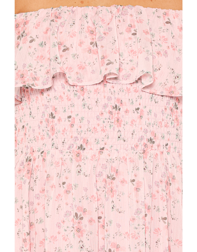 Petal & Pup - Priscilla Strapless Midi Dress - Pink Floral