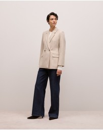 Trenery - Italian Wool Blend Flecked Blazer in Oat Marle