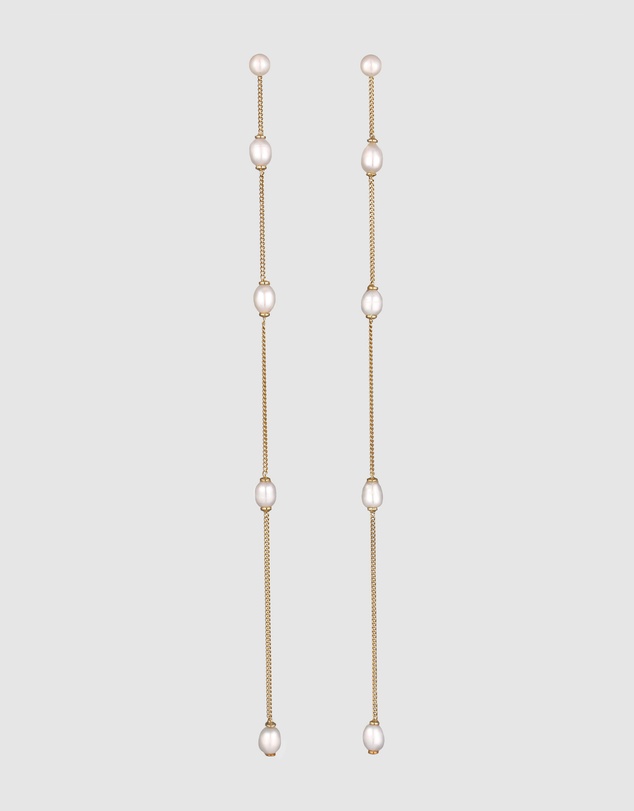 Elli Jewelry - Earrings Stud White Freshwater Pearls 925 Sterling Silver Gold Plated