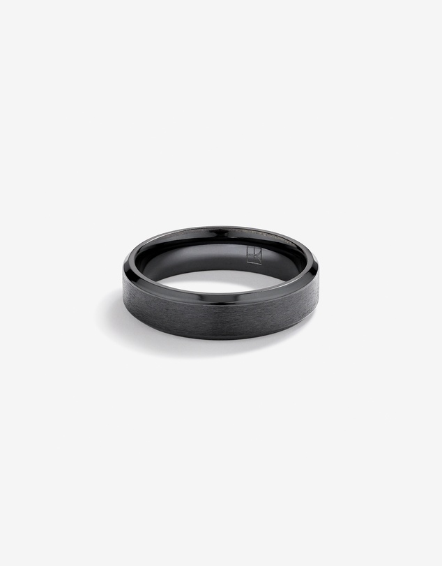 Michael Hill - 6mm Black Titanium Bevelled Edge Wedding Band