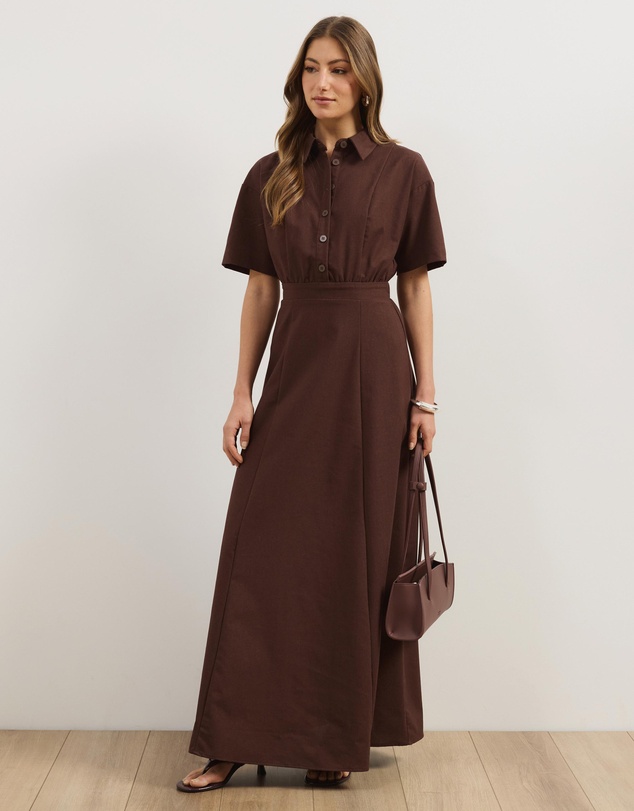 Atmos&Here - Belle Short Sleeve Shirt Maxi Dress
