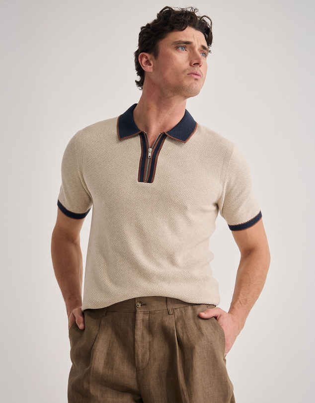 Oxford - Holden Zip Neck Knitted Polo