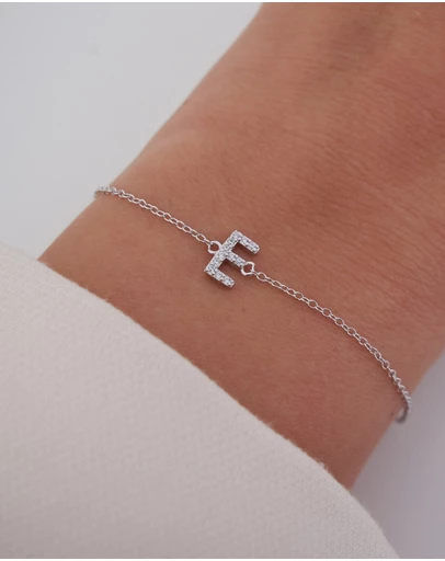 The Silver Collective - A-Z Letter Bracelet Silver - E