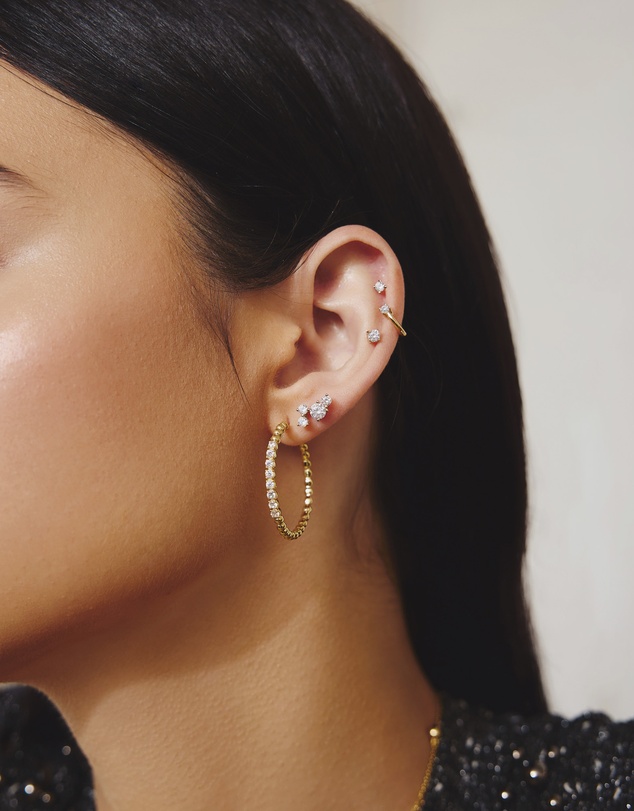 Ania Haie - Ania Haie Gold Large Claw Sphere Beaded Hoop Earrings