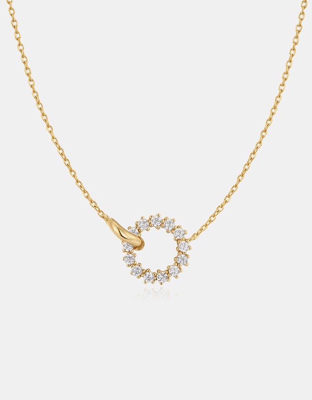 Ania Haie - Gold Interlinked Circles Pave Necklace