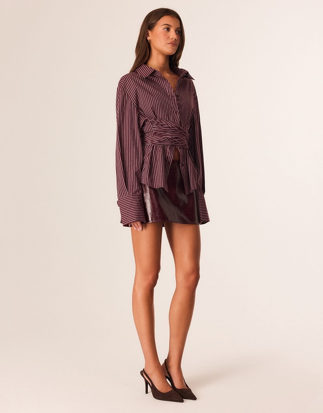 SNDYS - Elsa Faux Croc Leather Mini Skirt