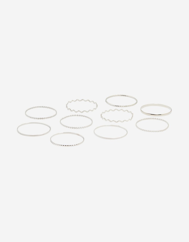 Lovisa - Silver Rope & Textured Bangles 10-Pack