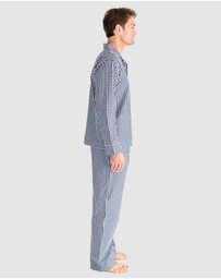 Sant And Abel - Men's Hepburn Gingham Navy Long PJ Set