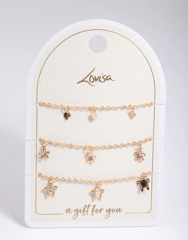Lovisa - Gold Dainty Pearl & Star Charm Bracelet Pack