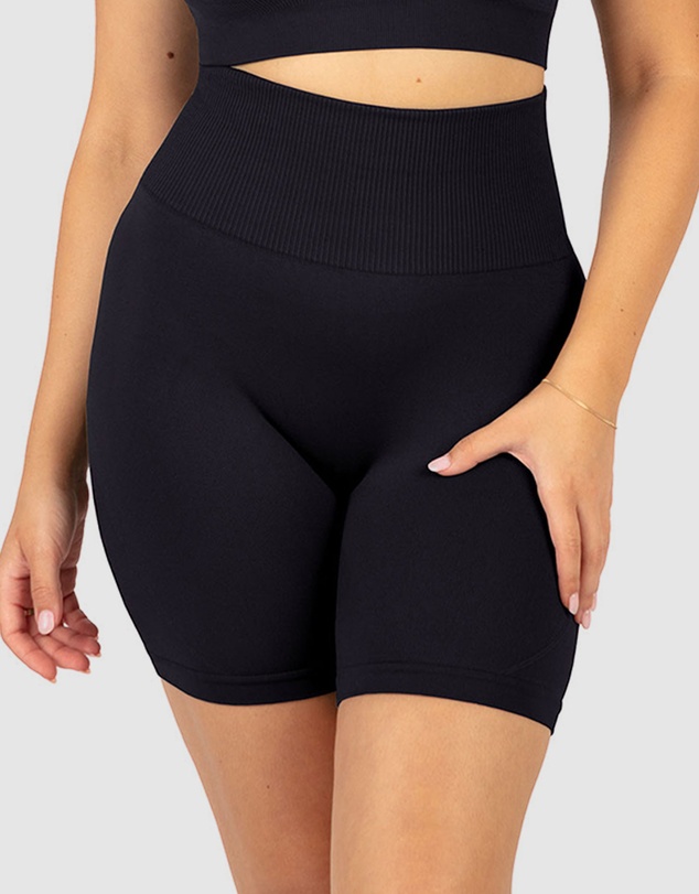 B Free Intimate Apparel - Square Neck Short Sleeve Crop Top & High Waist Midi Biker Shorts