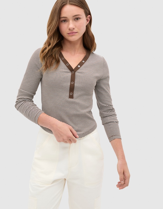 Seed Heritage - Placket Rib Stripe Tee - Teen