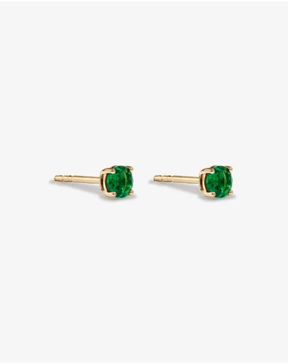 Michael Hill - Round Green Created Emerald Birthstone Stud Earrings in 10kt Yellow Gold