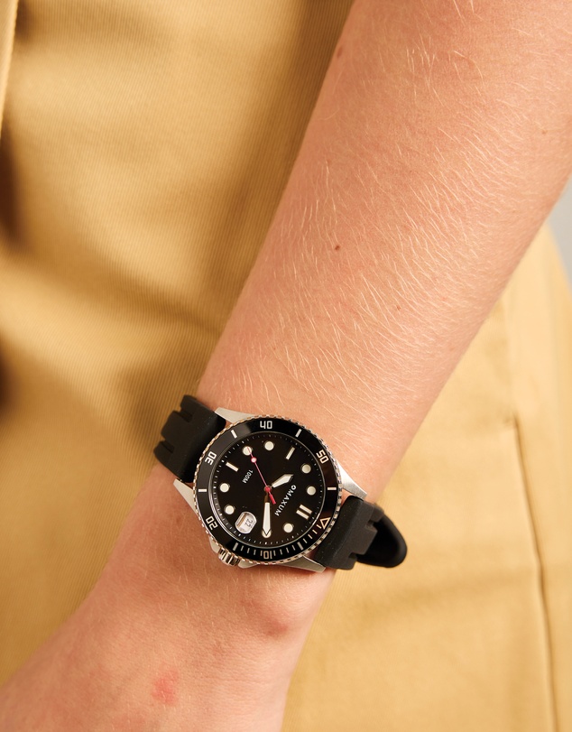 Maxum - Liberty Black Dial With Black Silicone Strap & Silver Tone Case