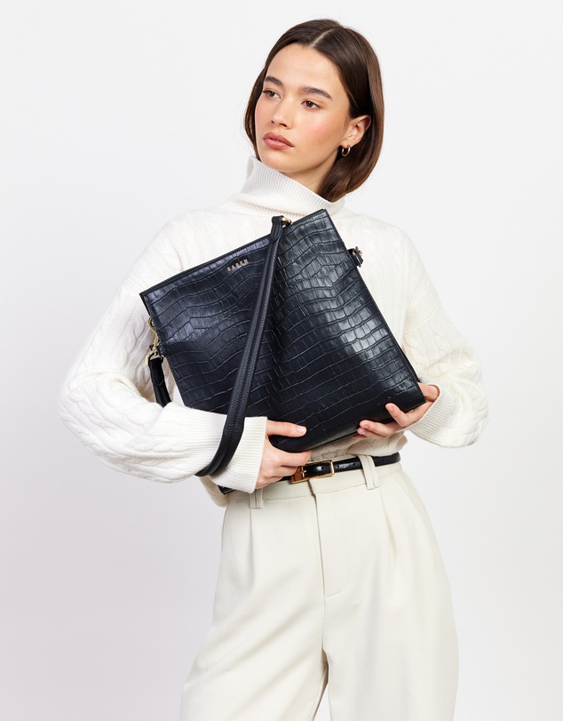 SABEN - Beatrice Shoulder Bag Black Croc