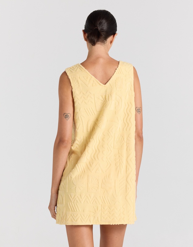 Poolside Paradiso - Mai Tai V Tunic Towelling Dress - Banana