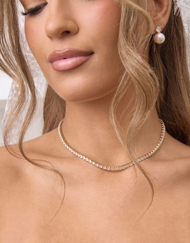 The White Collection - Annabelle - Classic Gold Pearl Bridal Earrings