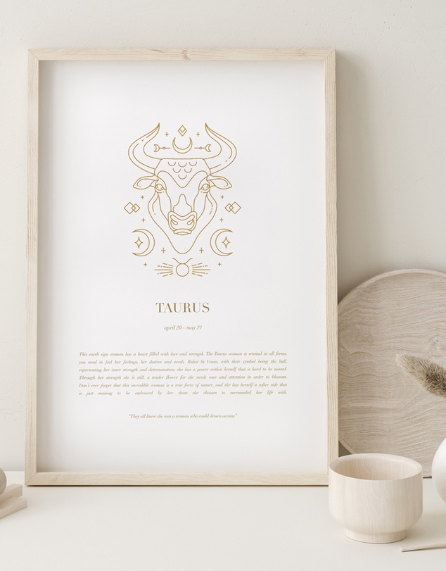 Olive et Oriel - Taurus Celestial Zodiac Art Print