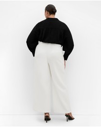 City Chic - Ally Lined Wide Leg Pant - ivory