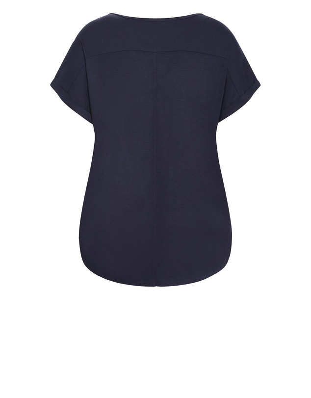 City Chic - Plus size Kiran Hi-Lo Tee - navy